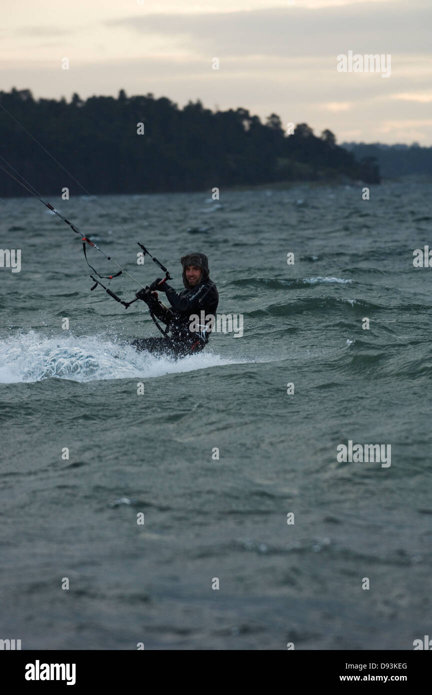 A wet kite surfer, Sweden Stock Photo Alamy