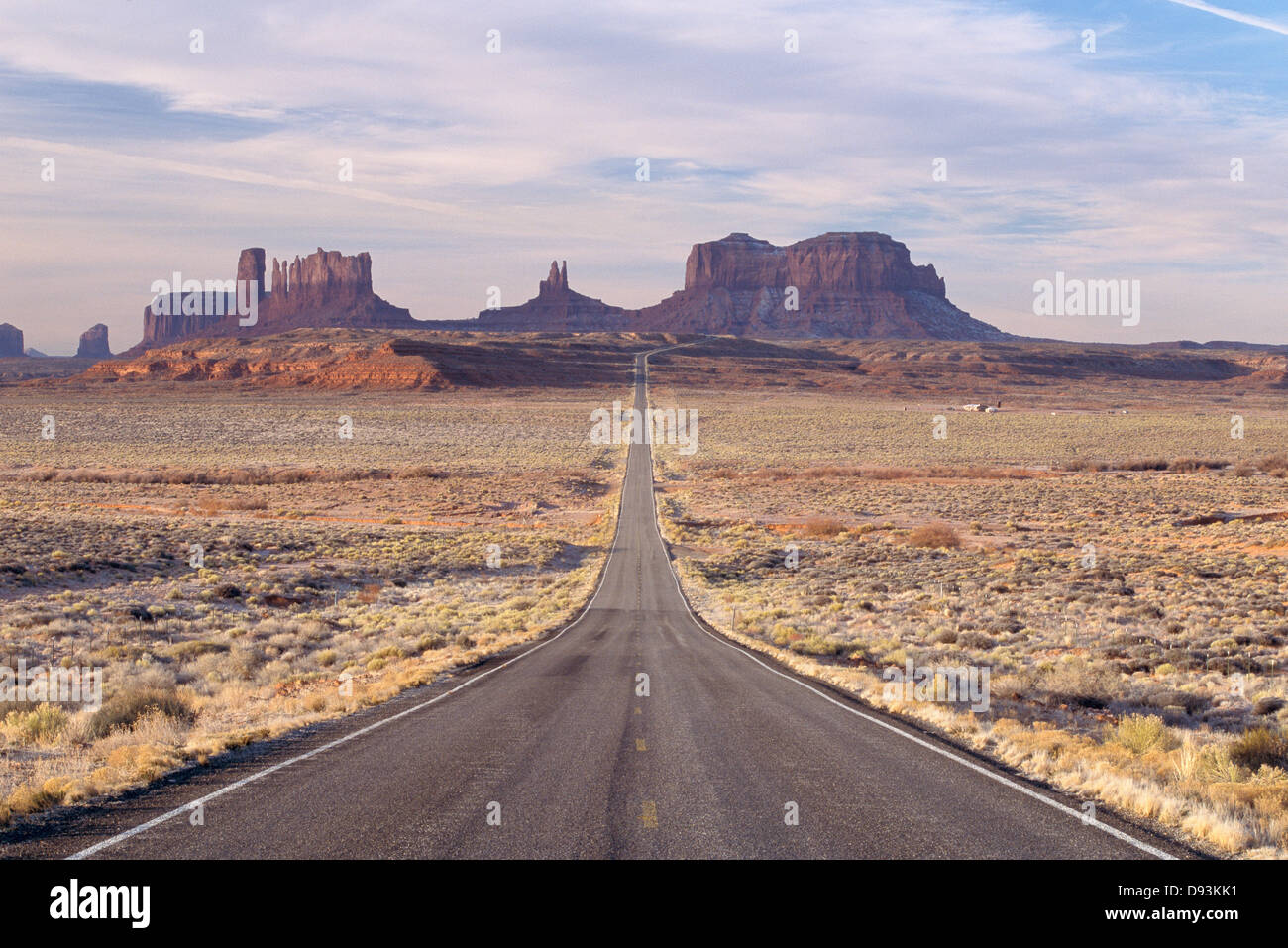 Straight desert road, Monument Valley Stock Photo - Alamy