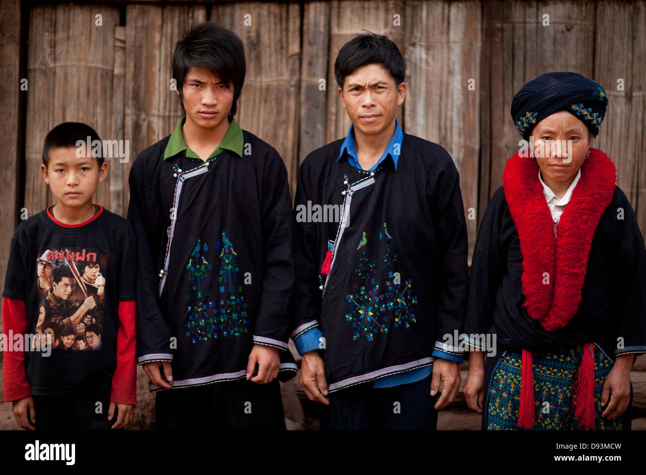 Yao Minority Family, Ban Xay Leck, Laos Stock Photo