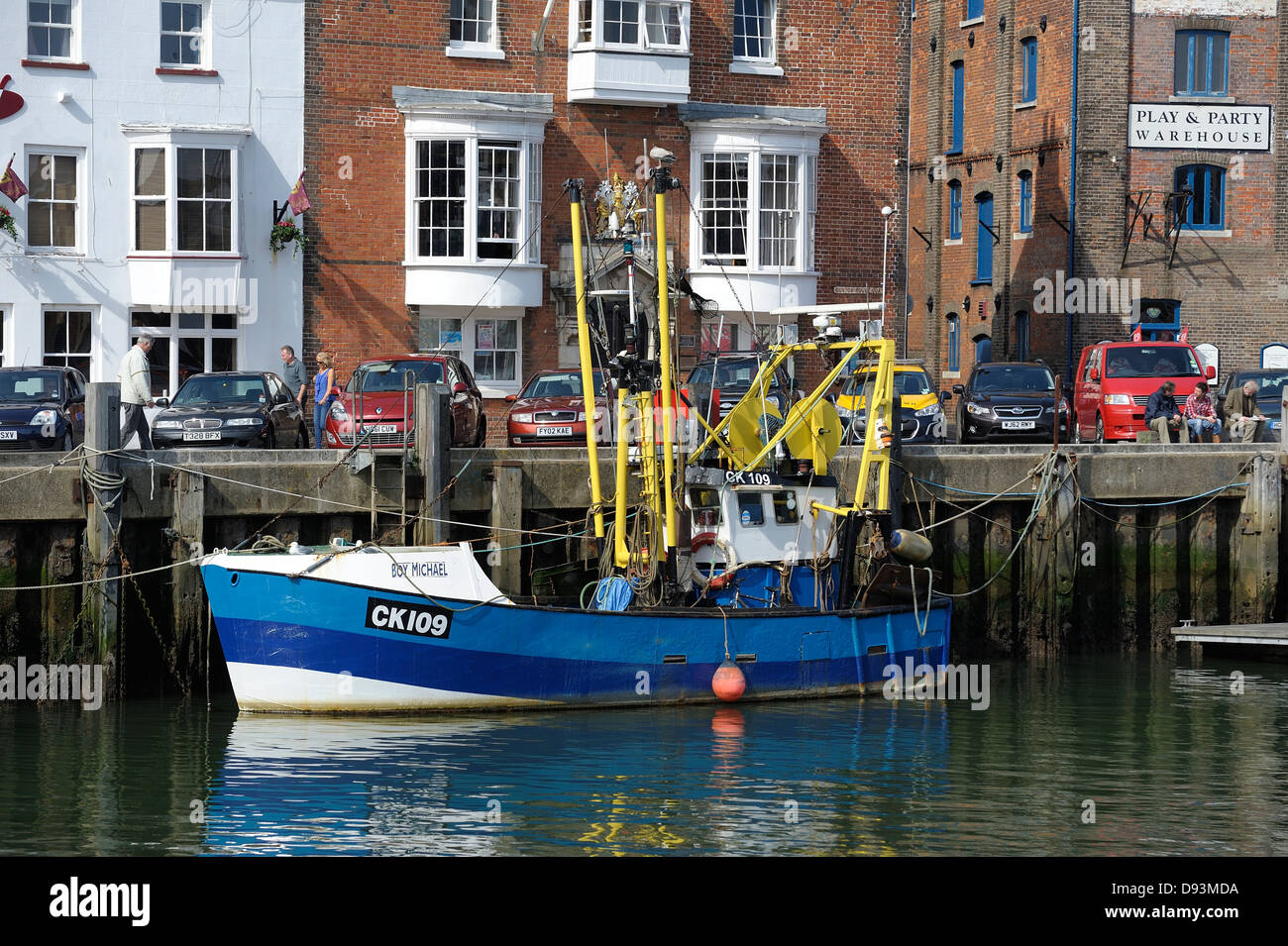 Blue fishing trawler Weymouth Dorset England uk Stock Photo Alamy