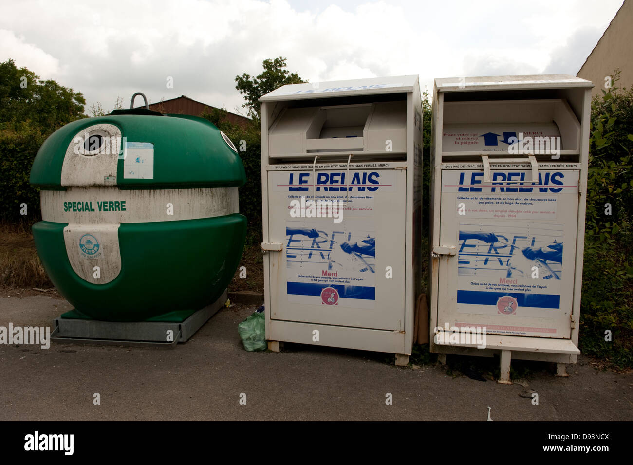 French Recycling Bins Paper Glass Licques France Europe Stock Photo Alamy