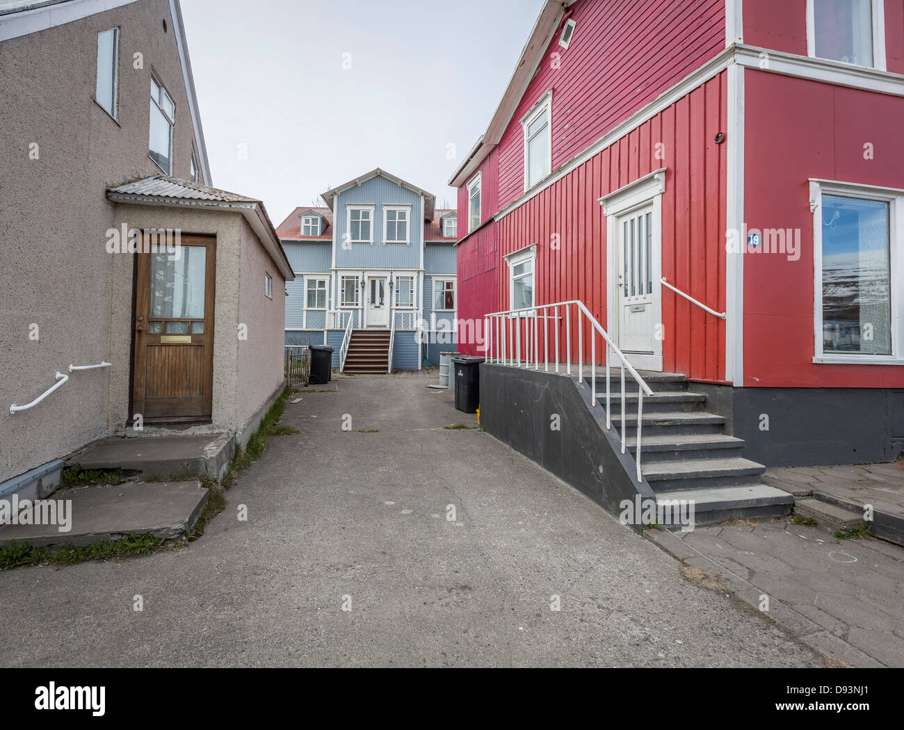 Neighborhoods in Akureyri, Northern Iceland. Stock Photo