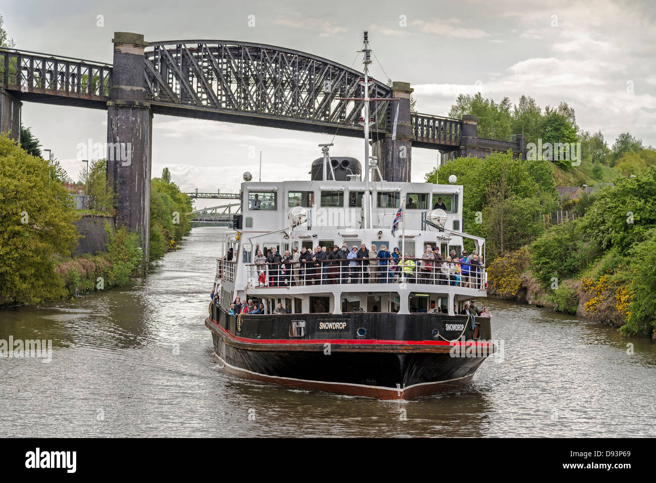 Mersey ferry Snowdrop at Latchford locks on the Manchester ship canal cruise. Stock Photo