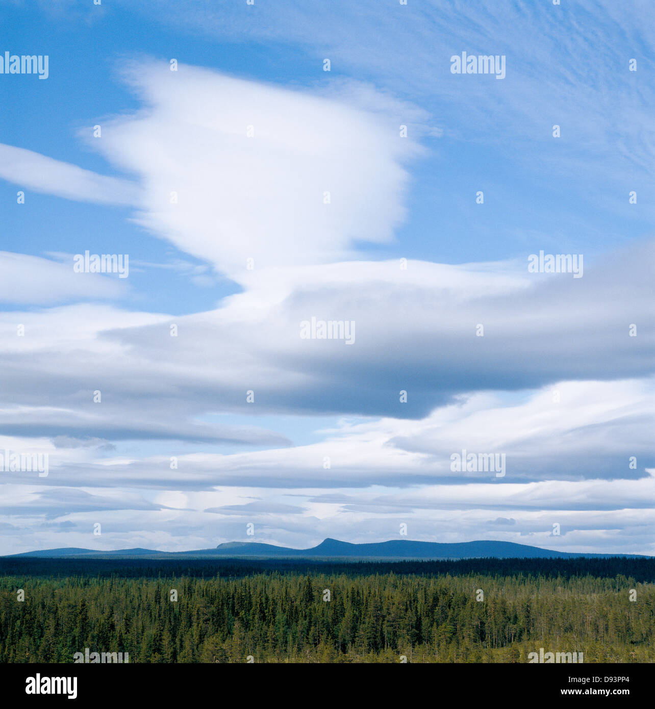 Cloud over mountain landscape in the north of Sweden. Stock Photo