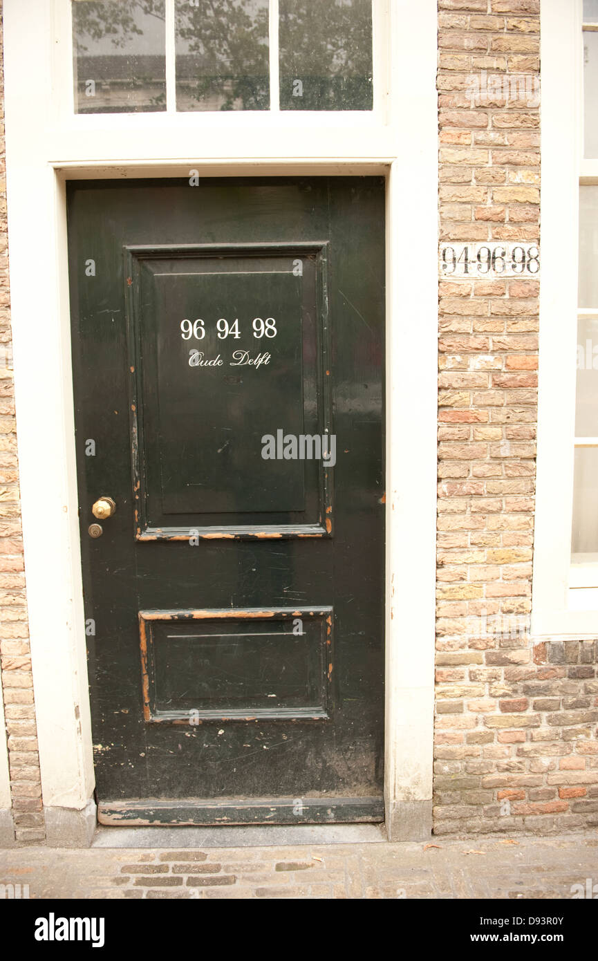 Black Door No Numbers 96 94 98 Delft Holland Netherlands Europe Stock Photo