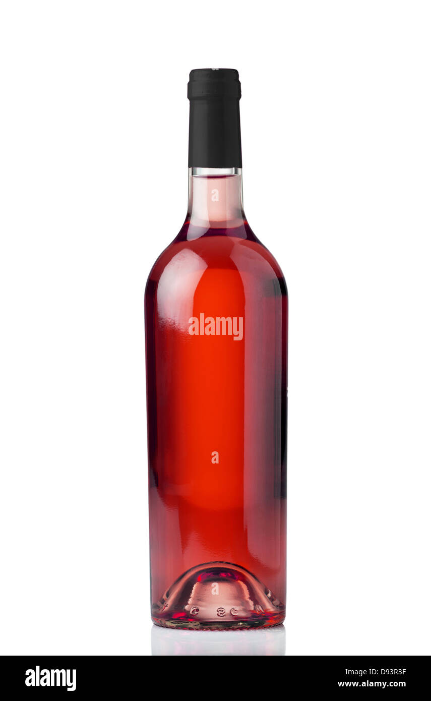 A bottle of rose wine isolated against a white background Stock Photo