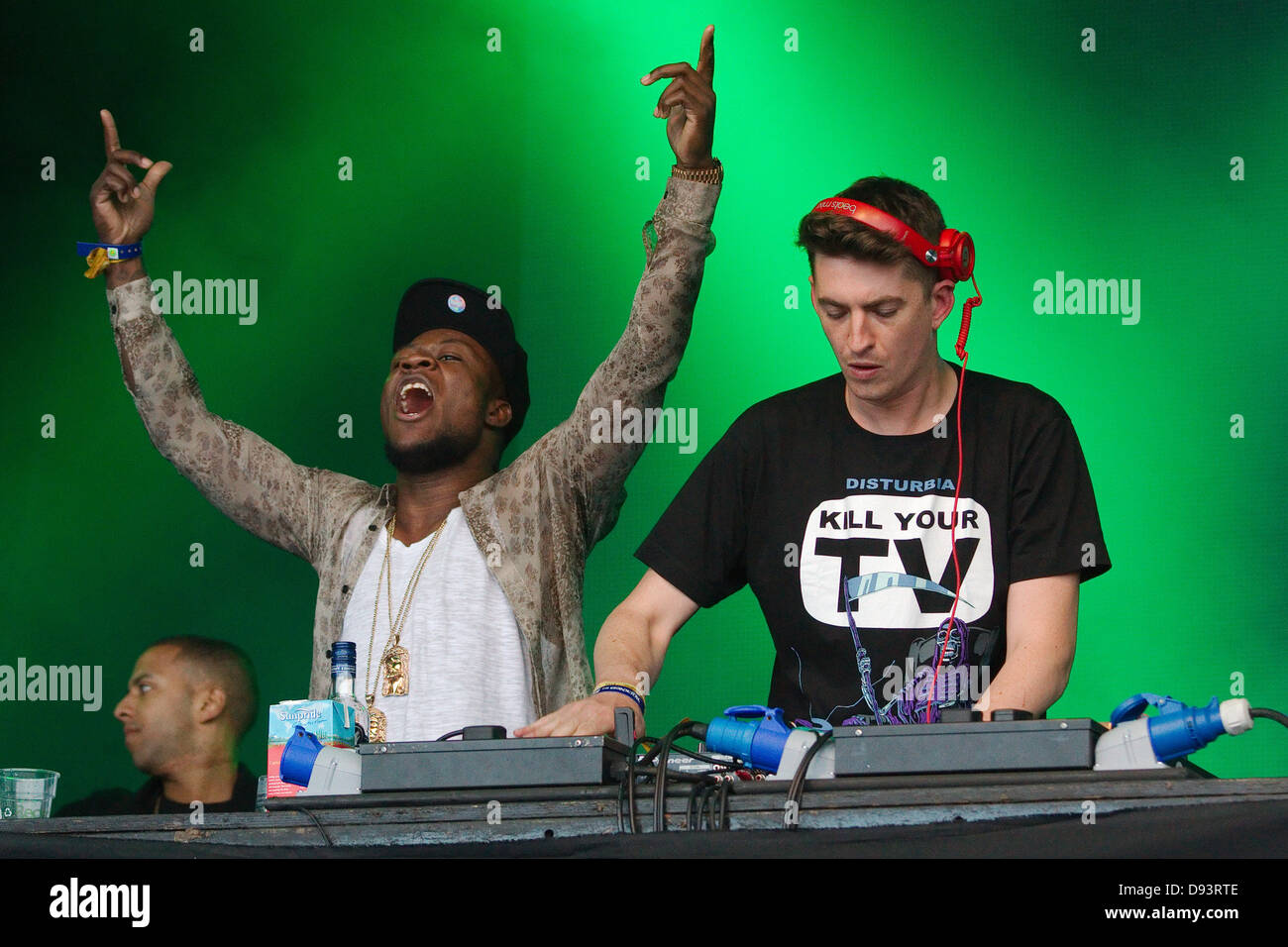 LOCH NESS, SCOTLAND: Dubstep duo Skream and Benga perform at the RockNess music festival near Inverness - Saturday 8th June 2013 Stock Photo