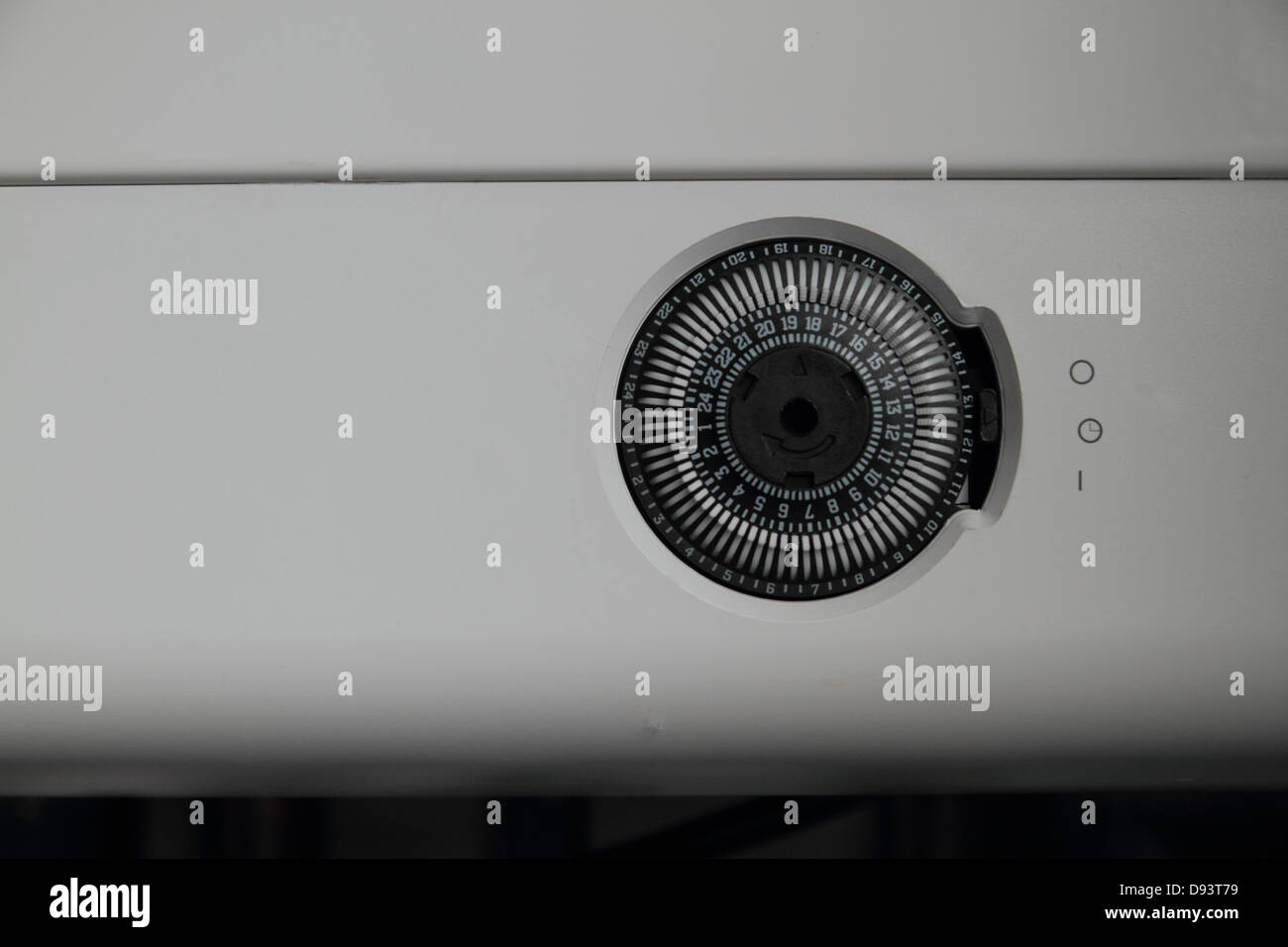 Combi Condensing Gas Boiler, with analogue timer dial. Exposed copper