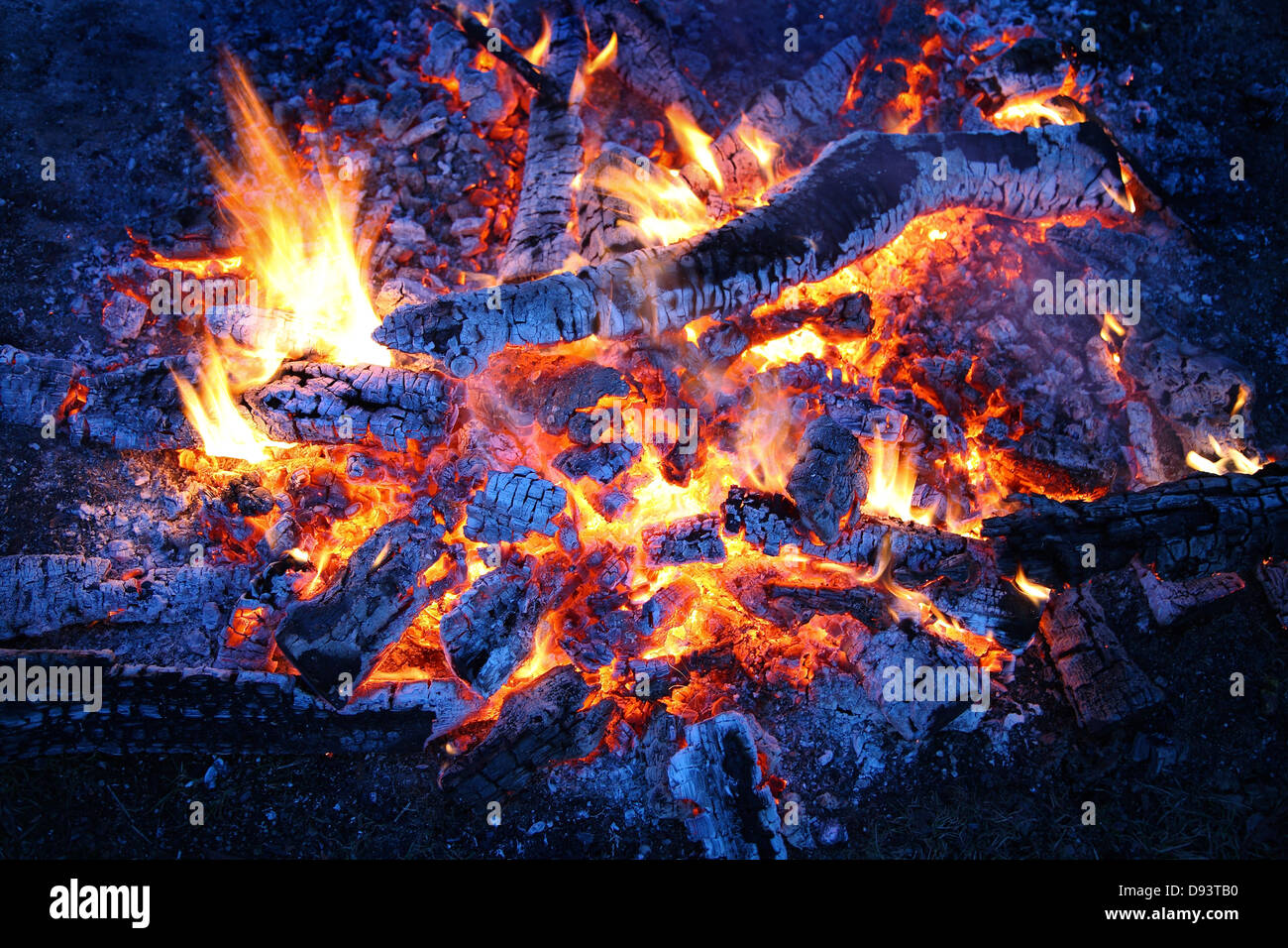 Burning fire at night Stock Photo Alamy