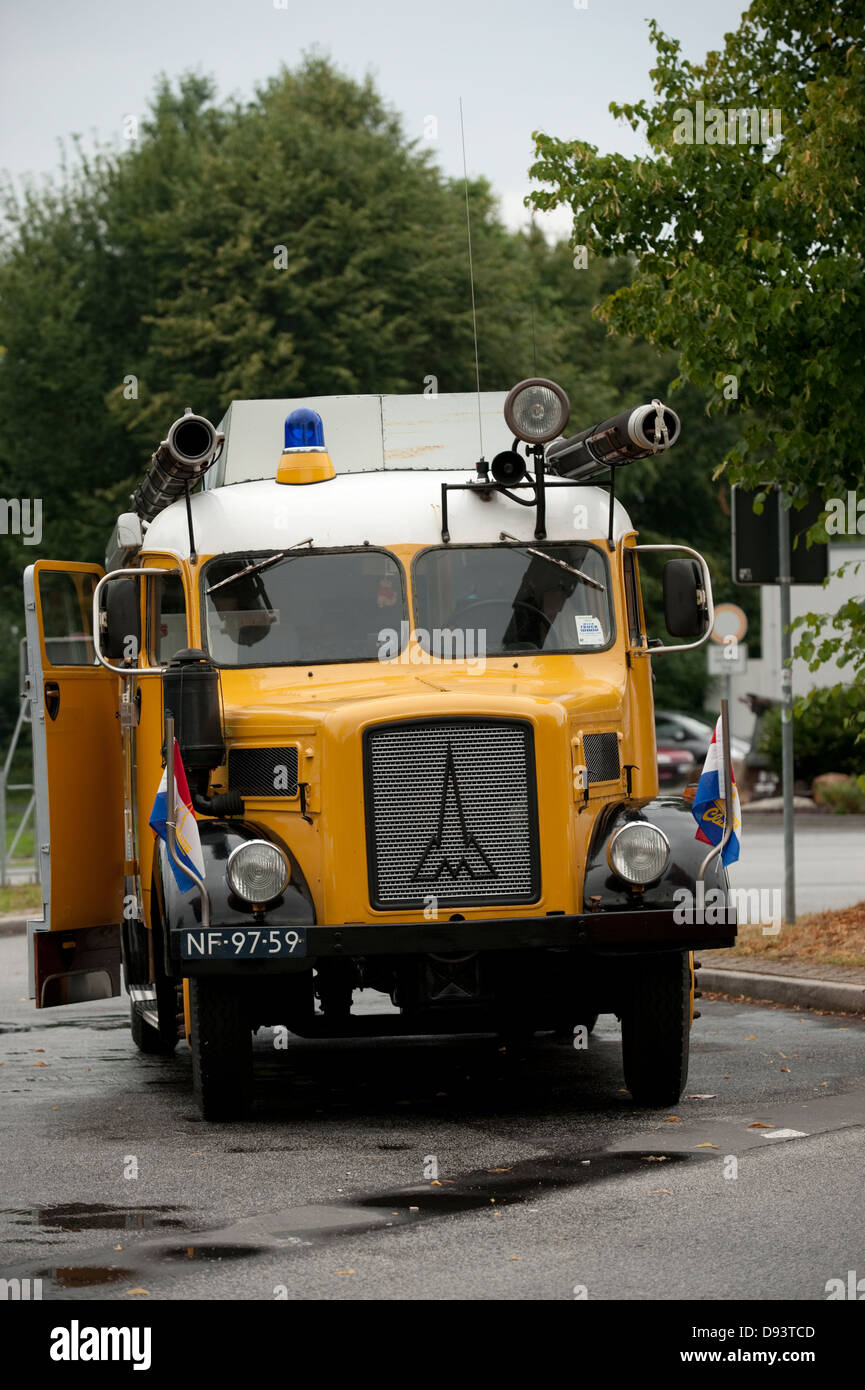 Old Fire Truck Converted to Camper Van Magirus-Deutz S 3500 Diesel Bedburg Cologne Germany Europe EU Stock Photo