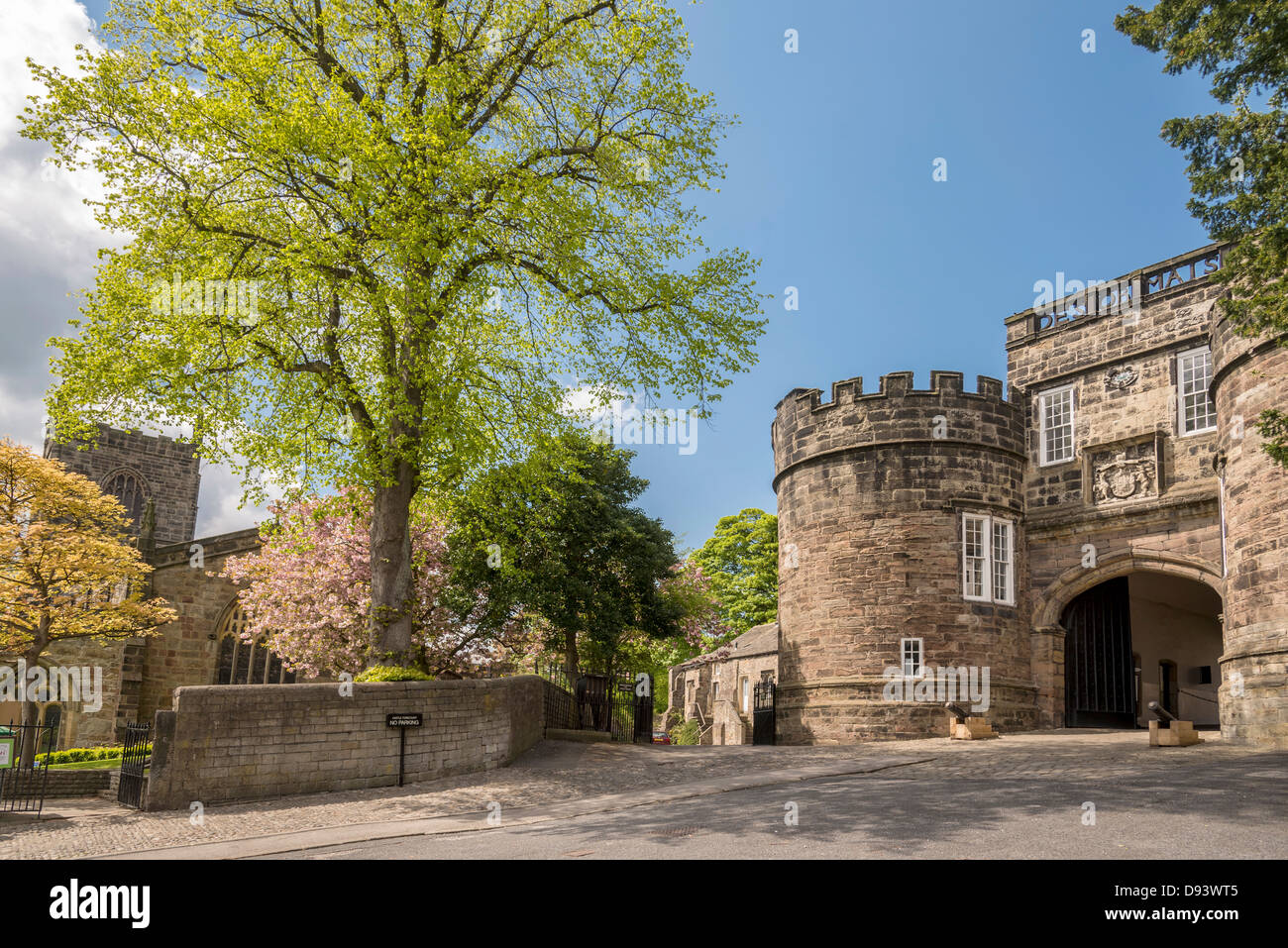 Skipton North Yorkshire England North West. Castle entrance gate Stock