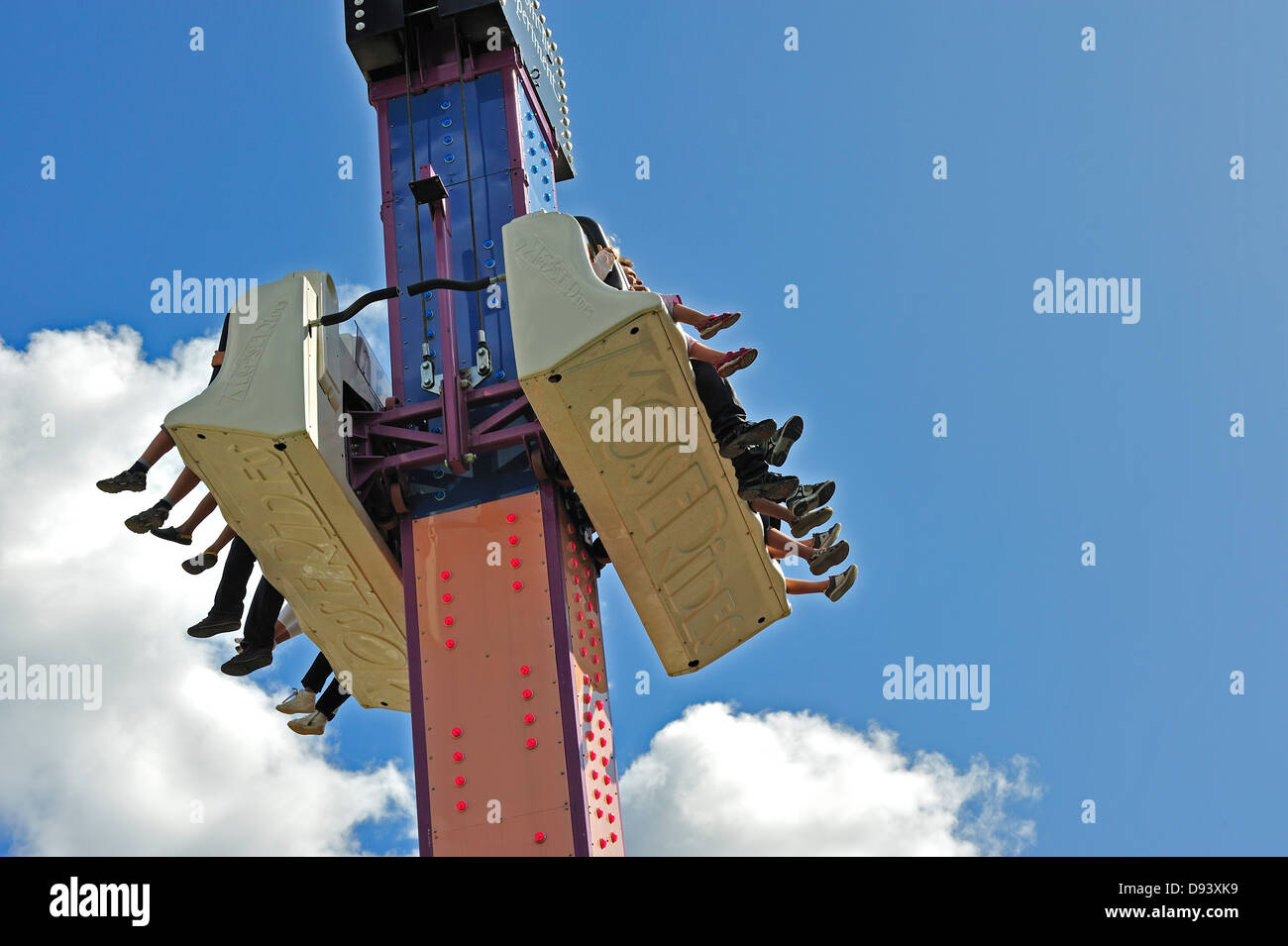 People on amusement park ride Stock Photo - Alamy