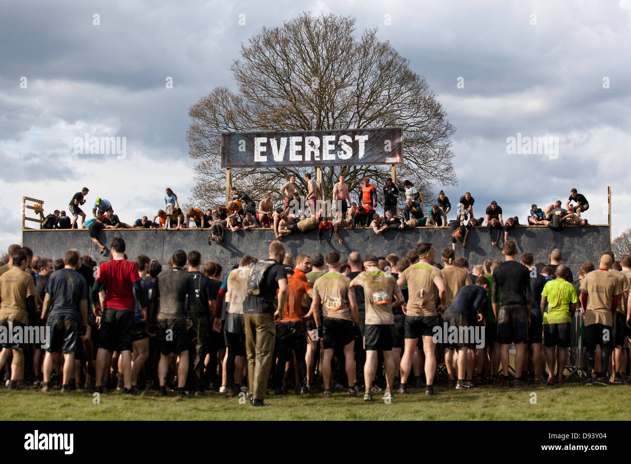 Participants at Tough Mudder 2013 (an endurance event) in Kettering/North East London Stock Photo