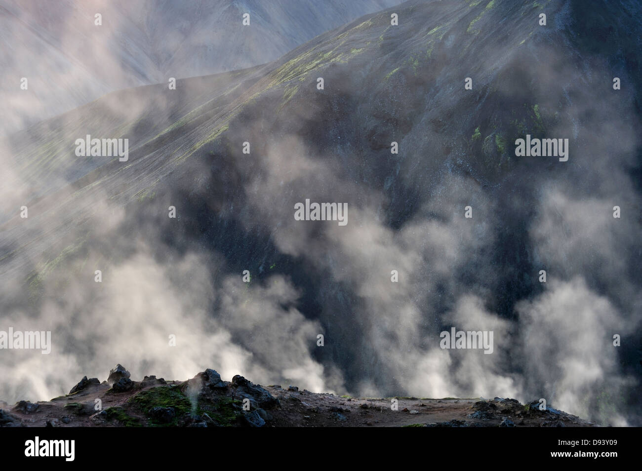 Smoke coming out of hot springs Stock Photo