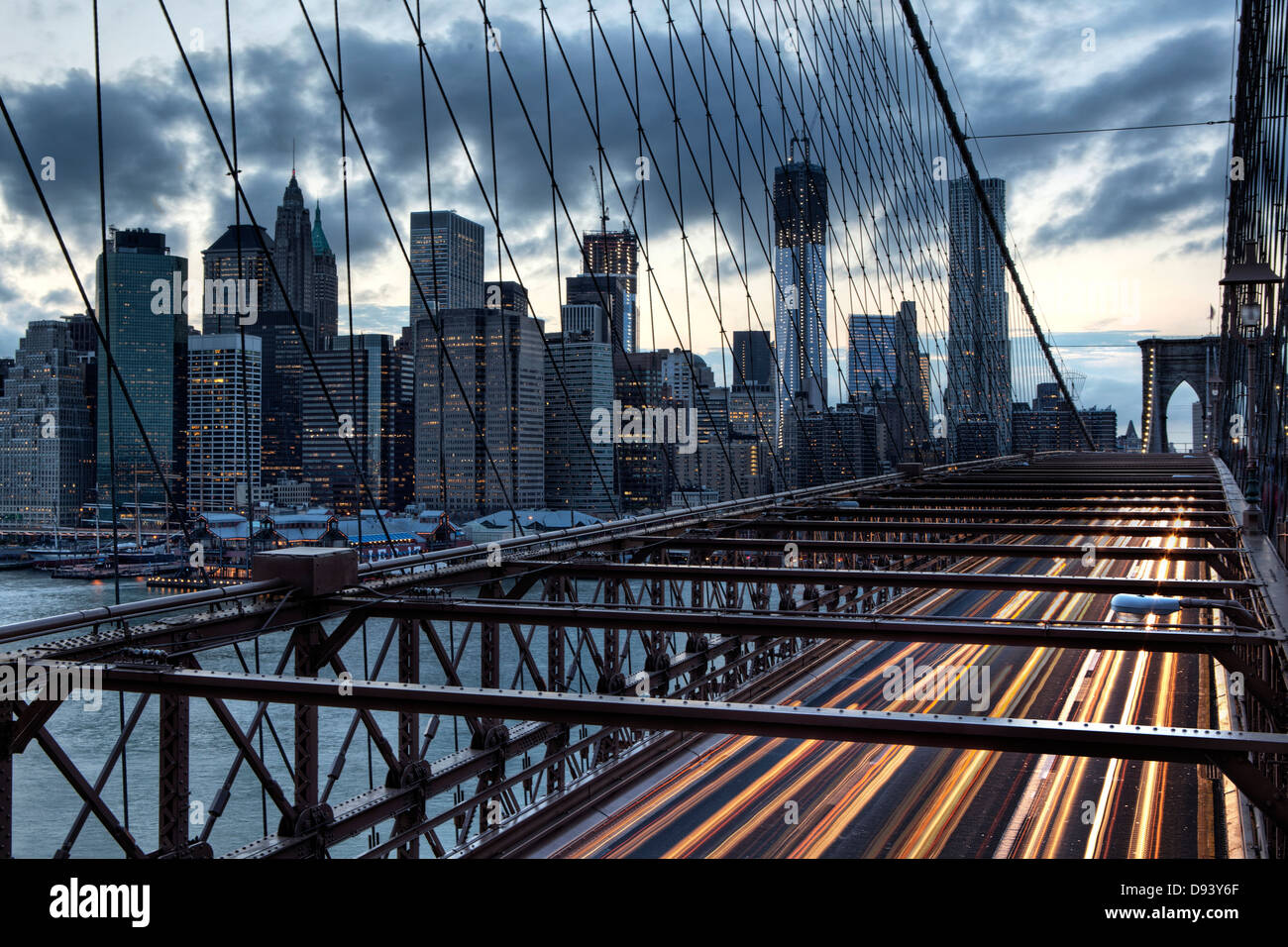 A view of Manhattan from Brooklyn Bridge Stock Photo