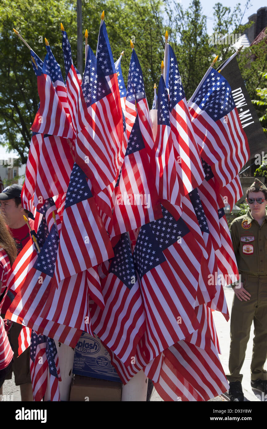 American Flags for sale at a Memorial Day Parade in Bay Ridge Brooklyn