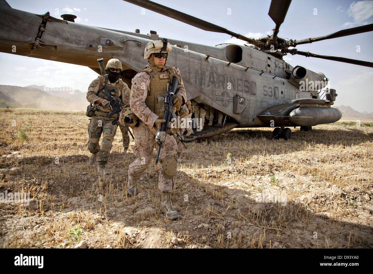 Operation Stallion US Marines exit a CH-53E Super Stallion during a clearing operation ...