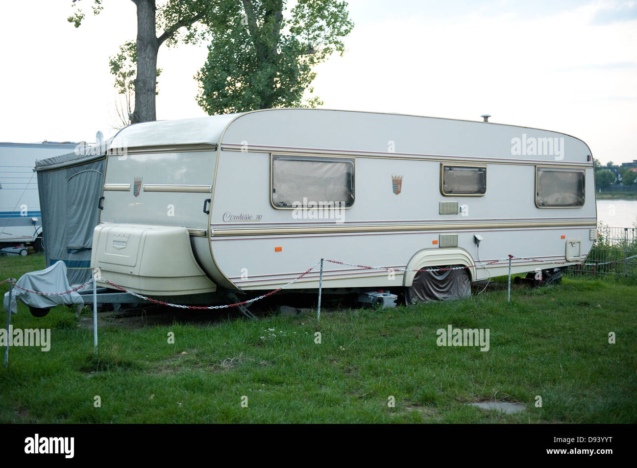 German Touring Caravan Holiday Site Twin Axle Cologne Stock Photo