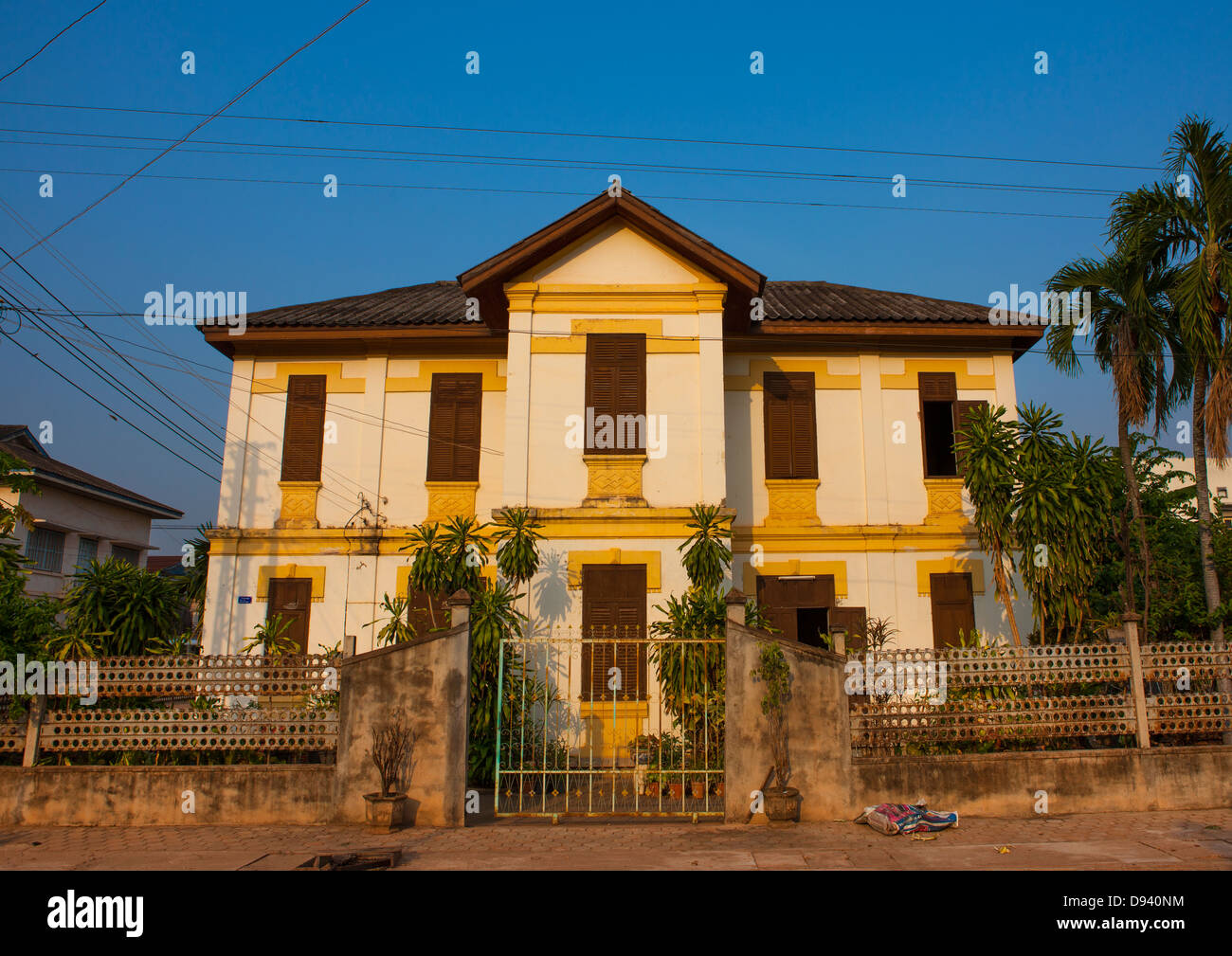 Old French Colonial House, Savannakhet, Laos Stock Photo