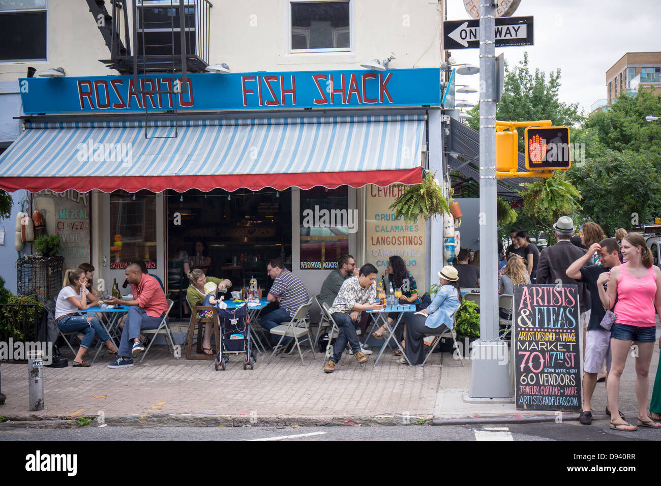 Sidewalk cafe in the trendy hipster Williamsburg neighborhood of