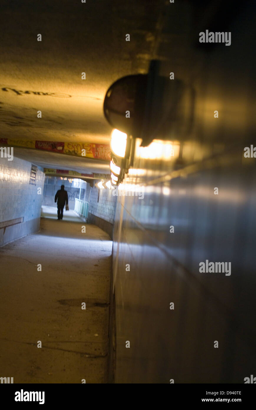 A tunnel in the subway, Stockholm, Sweden. Stock Photo