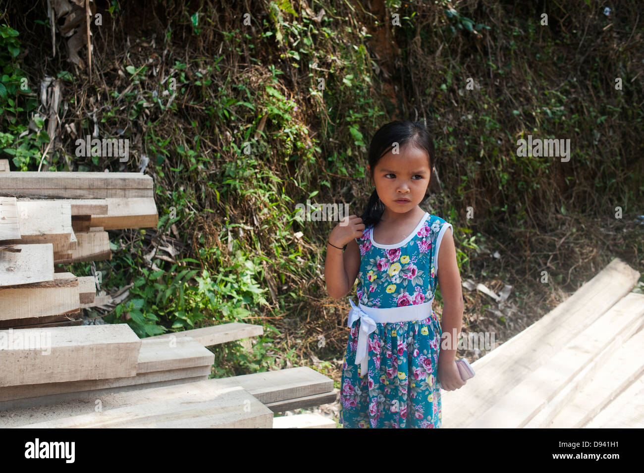 Sapa region, Vietnam - Vietnamese  little girl Stock Photo