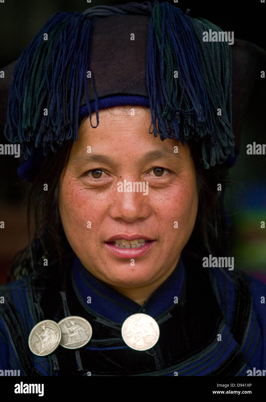 Woman With Old Coins On A Necklace, Champasak, Laos Stock Photo