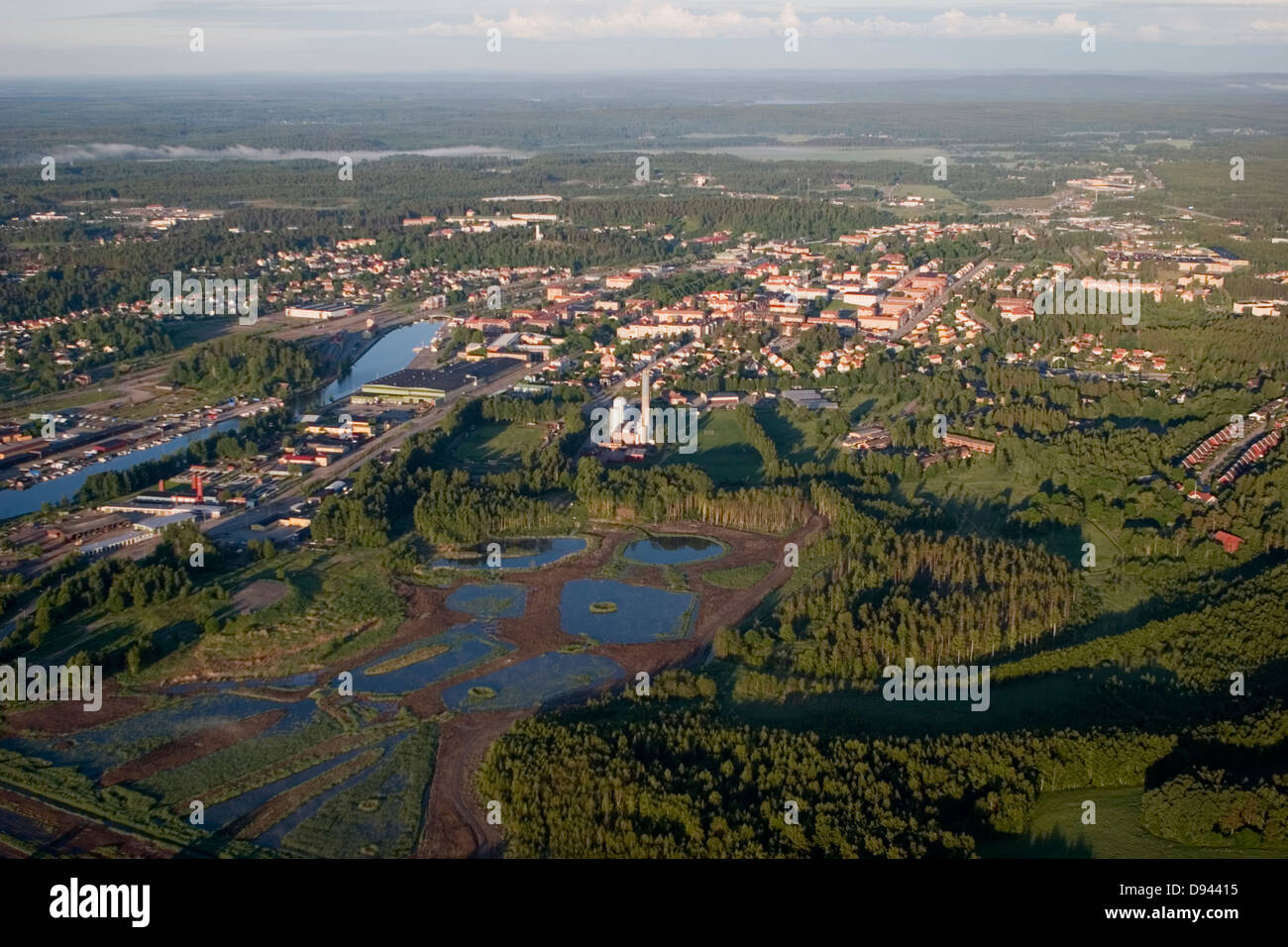 City, aerial view, Soderhamn, Sweden. Stock Photo