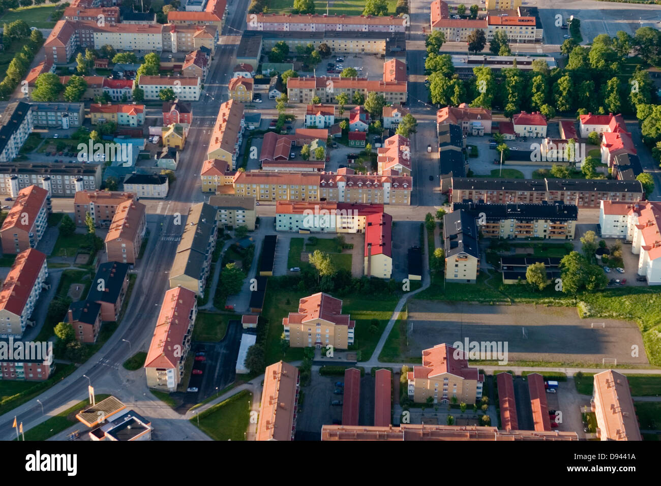 A city, aerial view, Sweden. Stock Photo