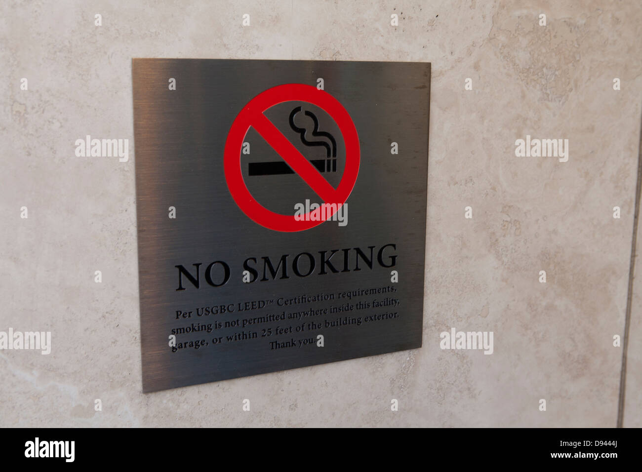 No smoking sign on building Stock Photo