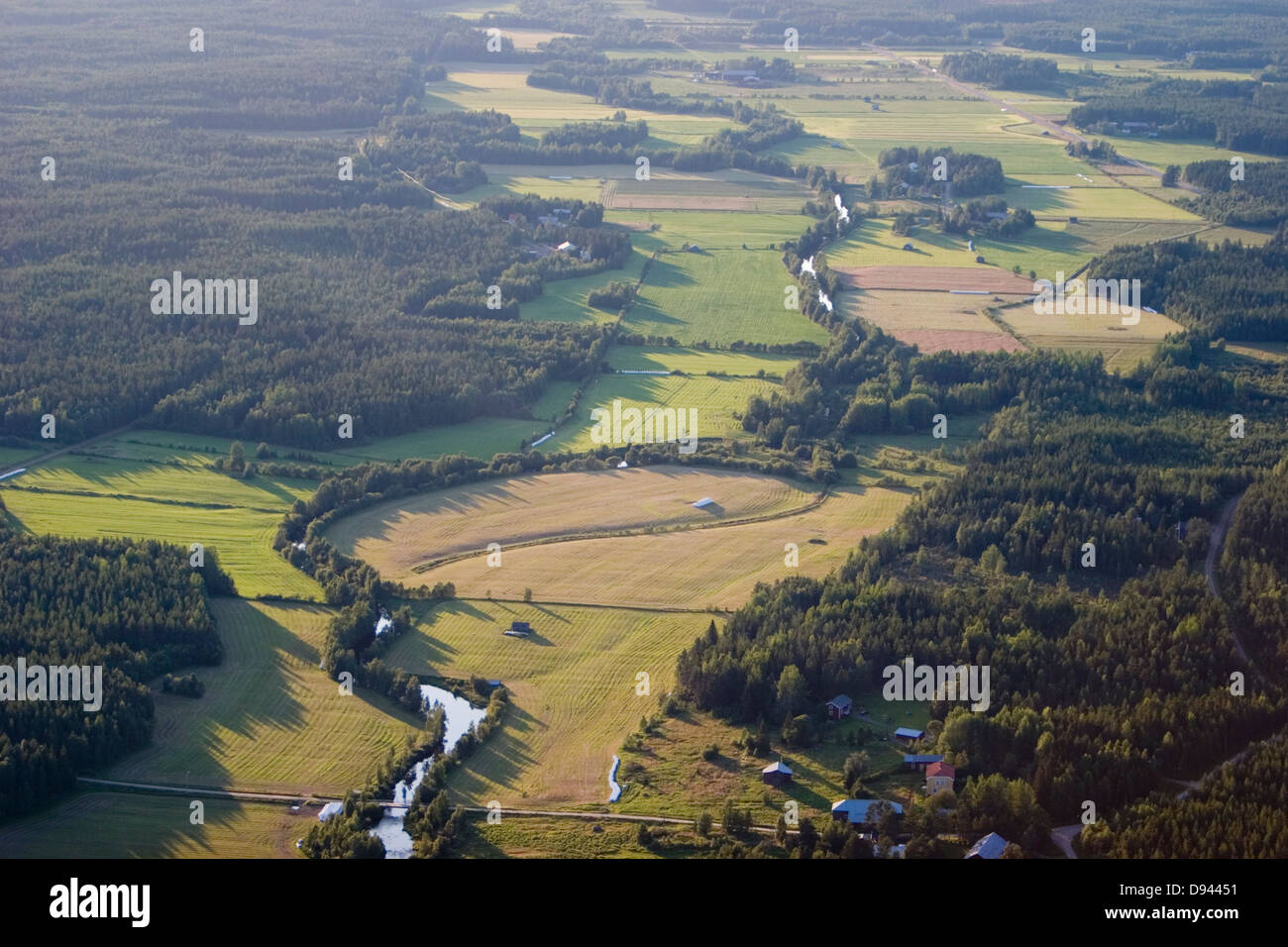Arable land, aerial view, Sweden. Stock Photo