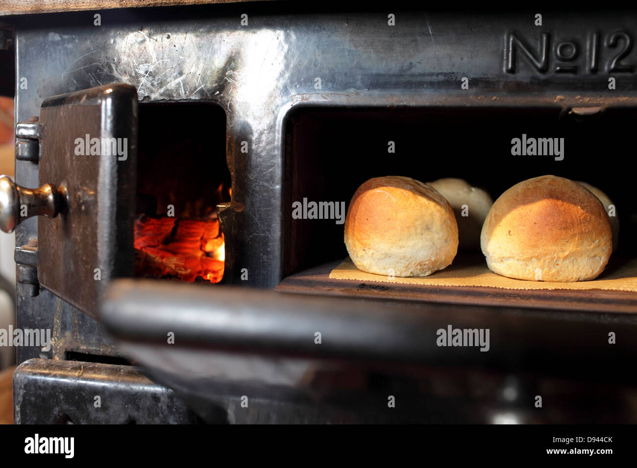 Bread is baking in stove Stock Photo Alamy