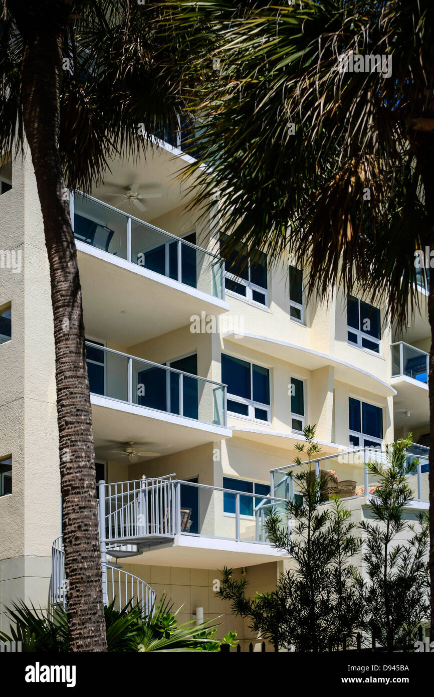 Million Dollar beachfront apartments at Siesta Key Florida Stock Photo