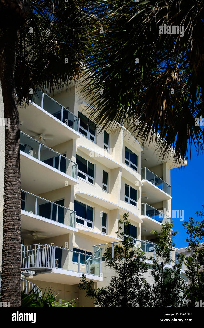Million Dollar beachfront apartments at Siesta Key Florida Stock Photo