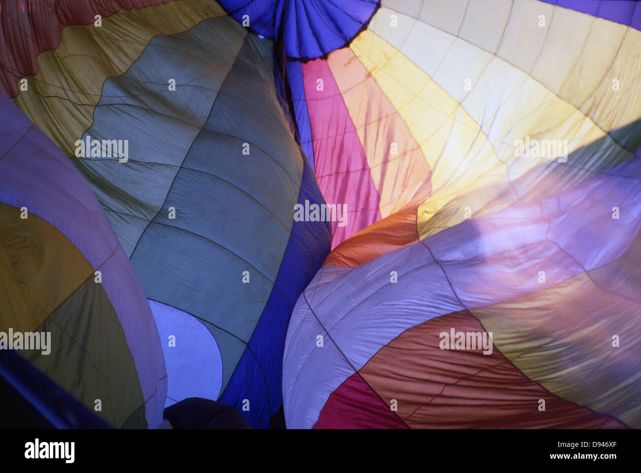Air balloon fills with air, Sweden. Stock Photo