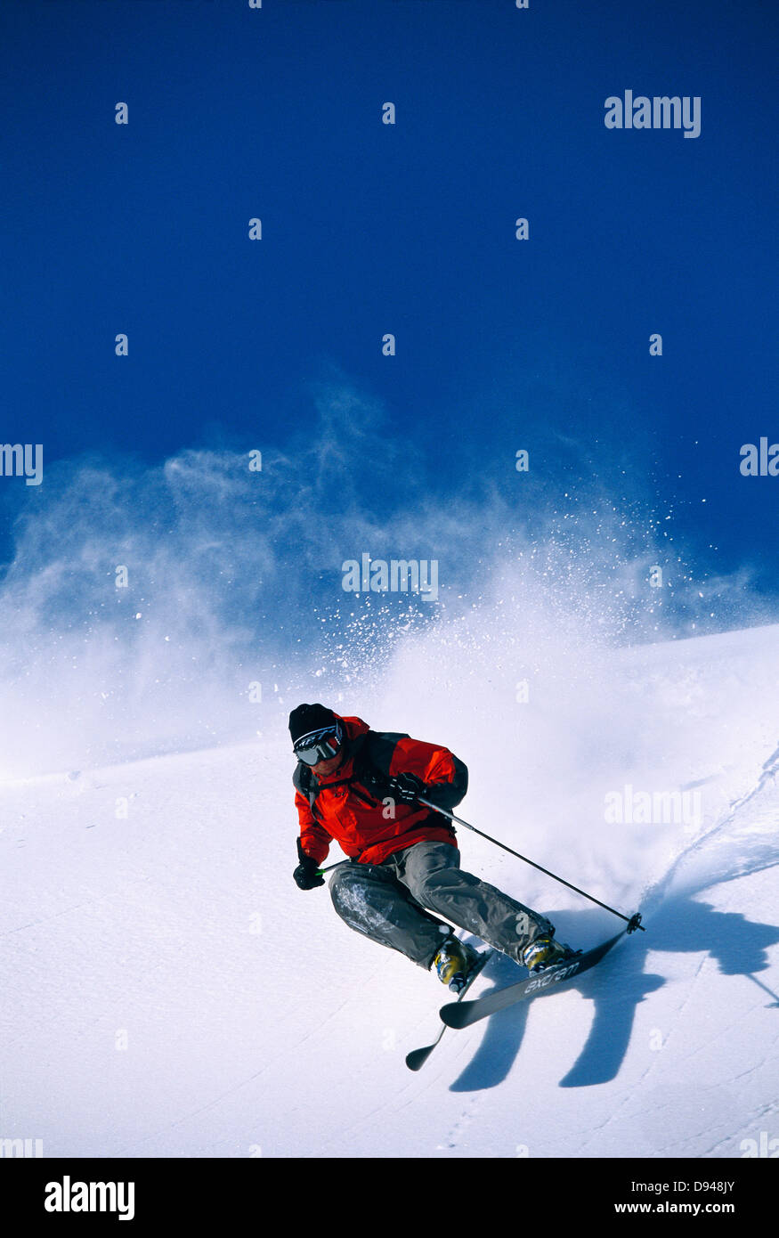 A skier going downhill, Lapland, Sweden Stock Photo Alamy