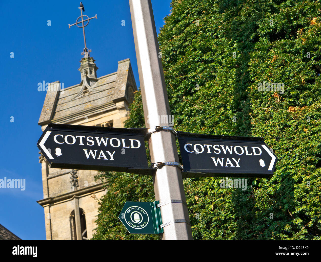 Sign for The Cotswold Way, a walking Trail that runs between the market town of Chipping Campden and City of Bath Stock Photo