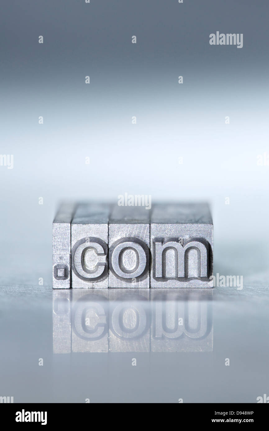 .com domain name Letterpress Concepts Stock Photo