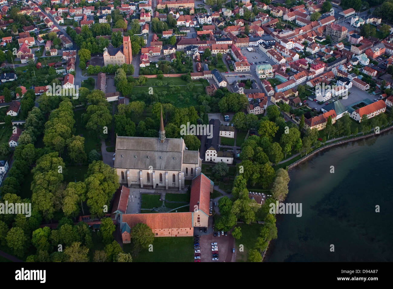 Aerial view of Vadstena, a small town in Sweden Stock Photo - Alamy