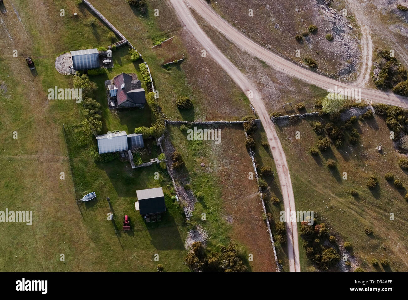 Houses by a road, aerial view, Oland, Sweden Stock Photo Alamy
