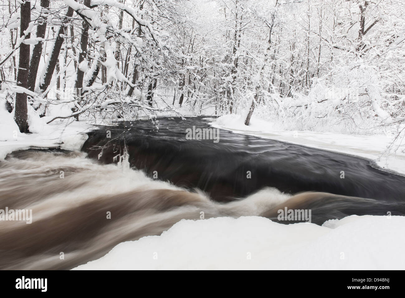 River in snowy forest Stock Photo - Alamy