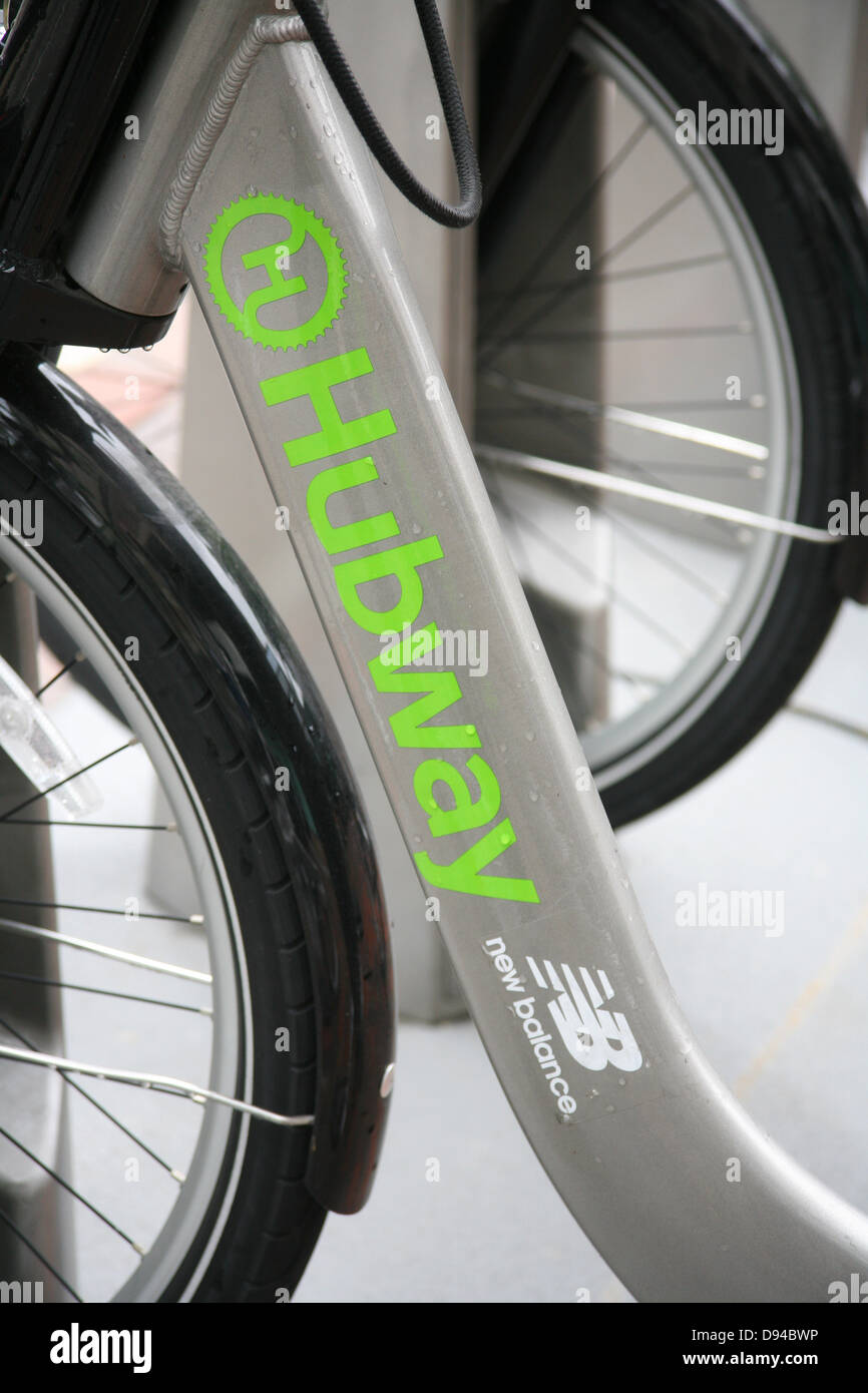 A station of public rental bikes Hubway in Boston Stock Photo Alamy