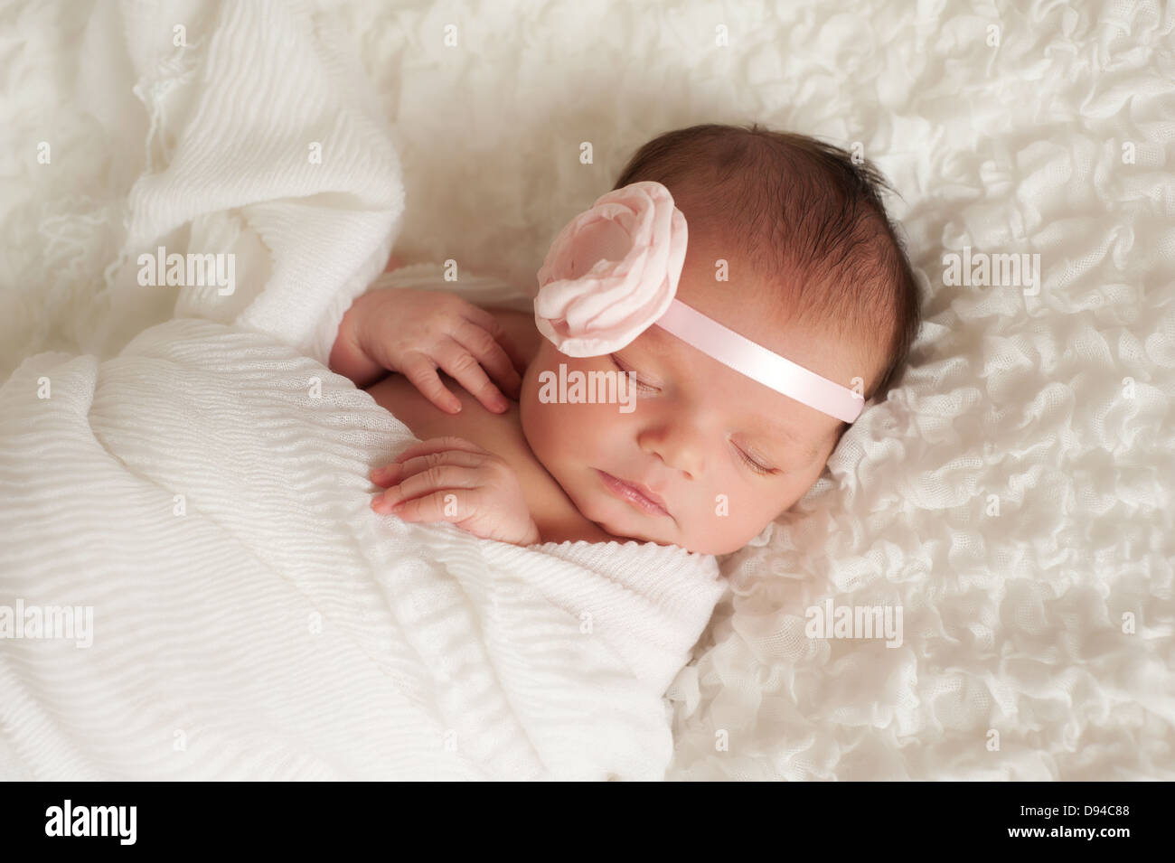 Portrait of a Beautiful Newborn Baby Girl Stock Photo