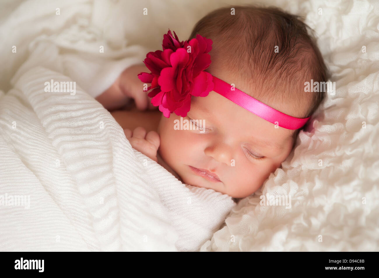 Portrait of a Beautiful Newborn Baby Girl Stock Photo
