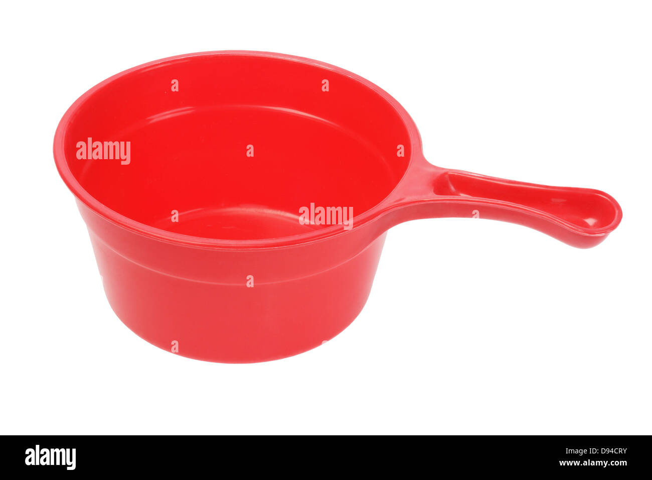 Red Plastic Scoop On White Background Stock Photo