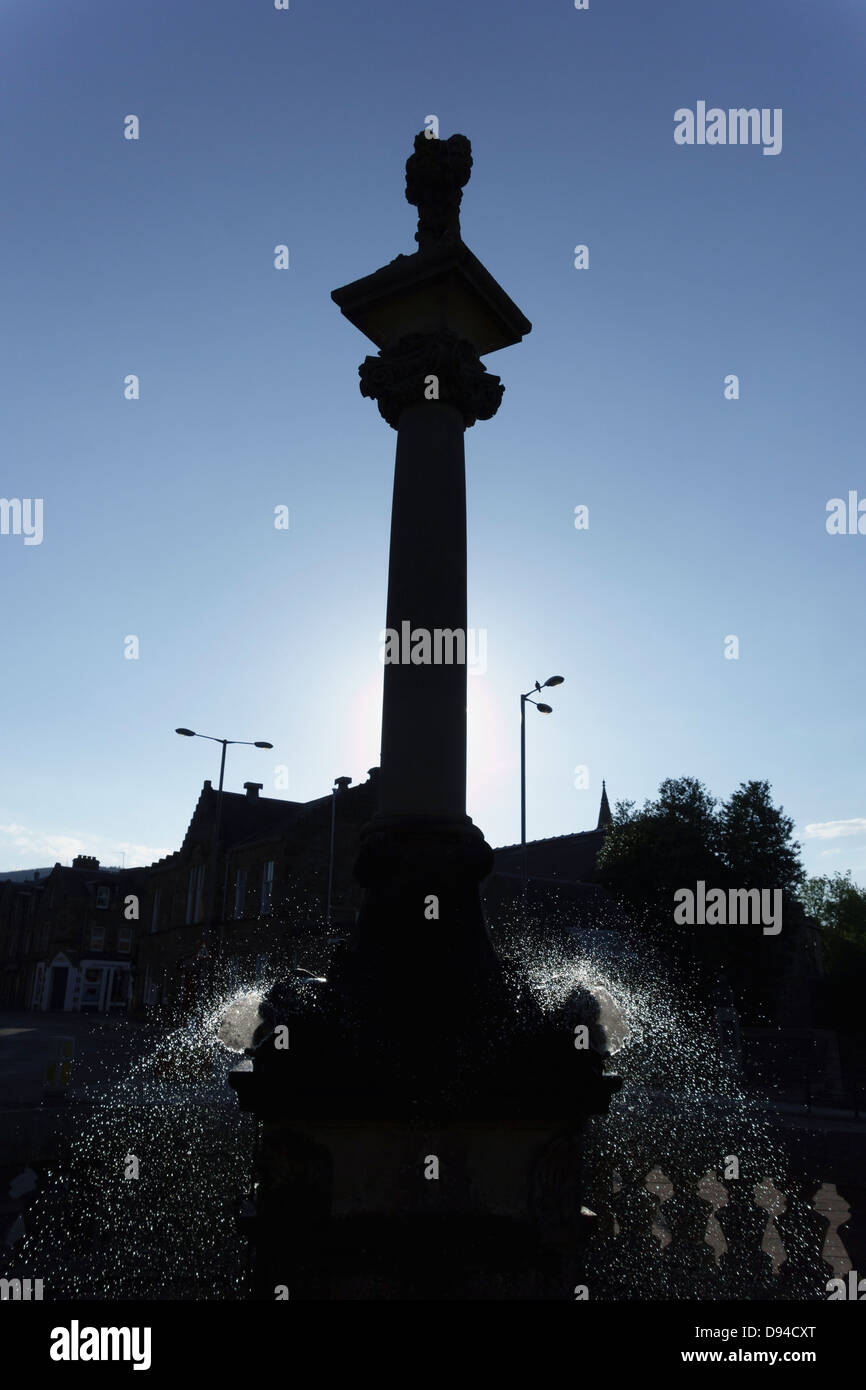 Column and fountain in Galashiels Scottish Borders town. Stock Photo
