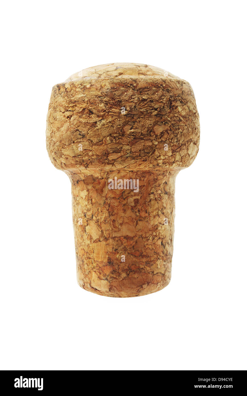 Cork Standing Vertically On White Background Stock Photo