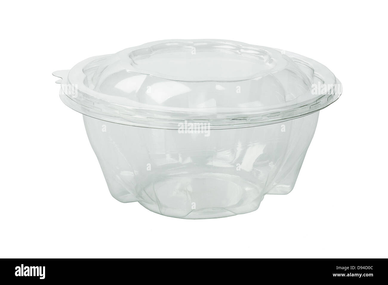 Empty Plastic Food Container on White Background Stock Photo