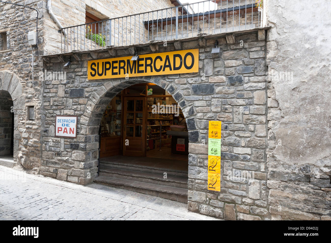 Supermarket in the village of Torla - Huesca, Aragon, Spain Stock Photo