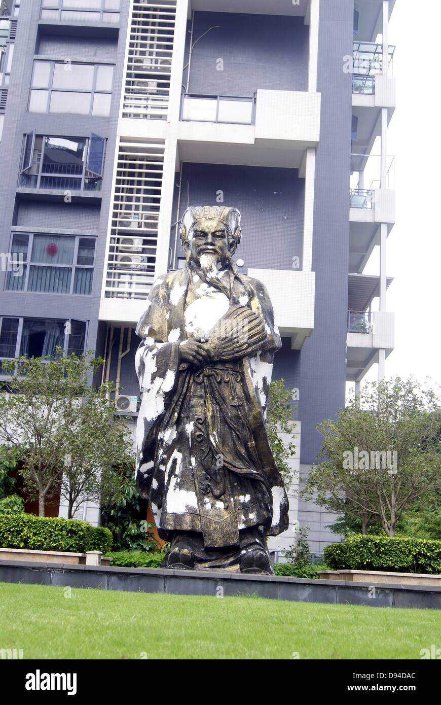 A statue of zhuge liang, in shenzhen, China. Zhuge liang is the main characters in the Chinese classical novel, a household name Stock Photo